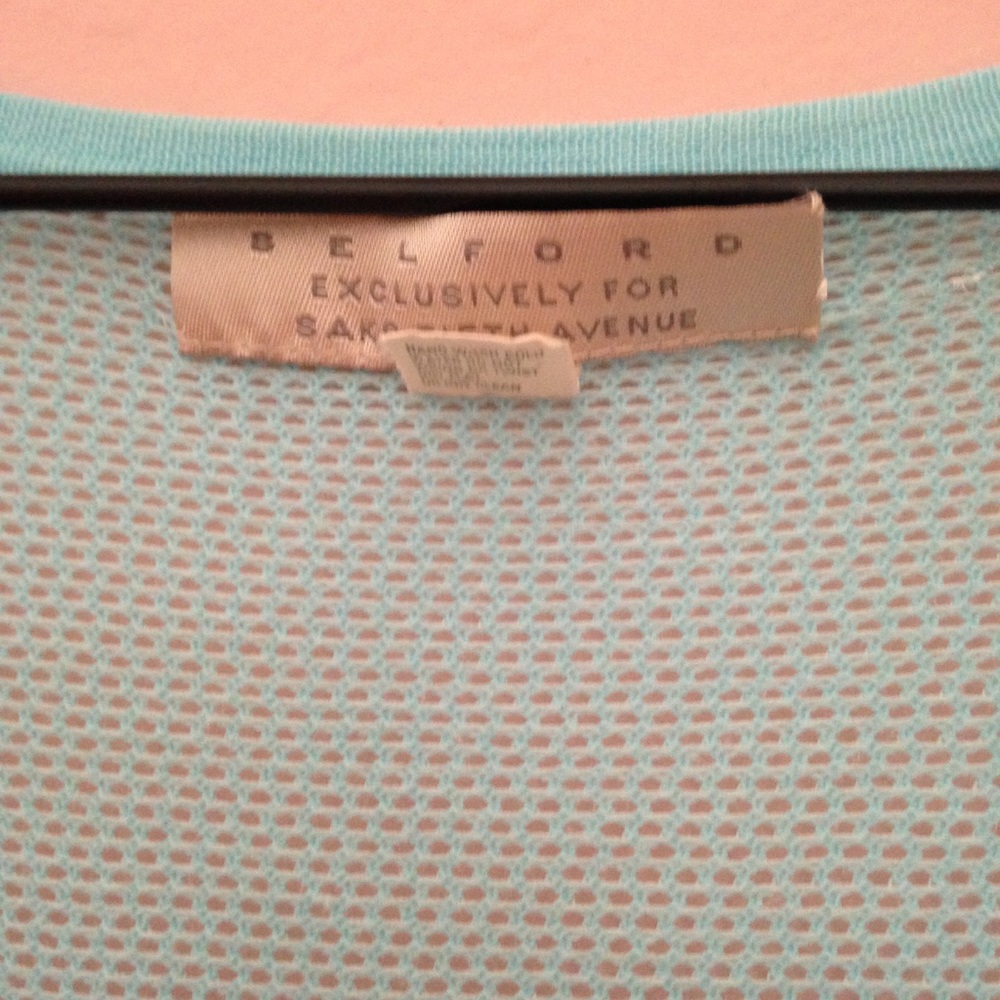 Belford Saks Fifth Avenue Blue Mesh Cardigan M - Picture 5 of 6
